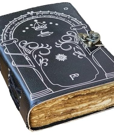 The Lord Of The Rings Book Hobbit lotr gifts Books Leather Journal lord of the rings decor Jrr tolkien books lord of the rings merch Book set Hardcover Merchandise Bookends Illustrated Edition ring gift (BROWN, 7X5)