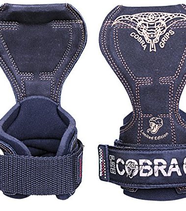 Cobra Grips PRO Weight Lifting Gloves Heavy Duty Straps Alternative to Power Lifting Hooks for Deadlifts with Built in Adjustable Neoprene Padded Wrist Wrap Support Bodybuilding (PRO Black Leather)