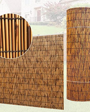 Bcofo Natural Reed Screen Curtain, Bamboo Fencing, 3.3 ft H x 16.4 ft L Privacy Fence, Rustic Elegant Brown(Brown)