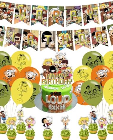 The Loud House Birthday Decoration,Loud House Party Decorations Include Banner,Cake Toppers and Ballons for Loud House Themed Birthday Supplies