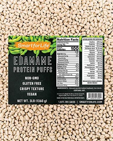 Smart for Life Soy Protein Puffs from Edamame - High Protein Zero Sugar Soy Protein Isolate Puffs - 20 Grams Protein Snacks - Non-GMO, Gluten-Free - 3 Pound Box - 53 Servings - Soy Puffs…