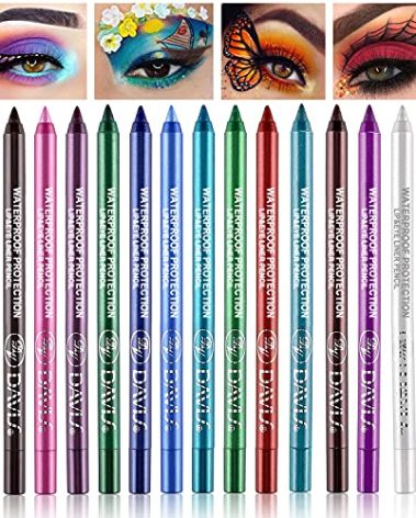 LemonSac 15PCS Colorful Eyeliner Pen Set, Eye Shadow Pencil, Pearl & Matte Metallic Glitter Eyeliner for Women, Eye & Lip Liner, Professional Eye Makeup Set