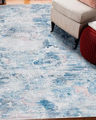 Hatppto Area Rug for Living Room, 3x5 Small Throw Rug Soft Non-Slip Machine Washable Rug Low-Pile Modern Abstract Rug Non Shedding Carpet for Bedroom Kitchen Dining Room Blue Brown