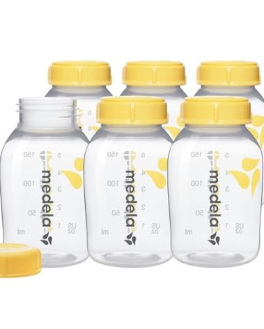 Medla Breast Milk Collection and Storage Bottles with Solid Lids - 6pk/5oz-150mL Breastmilk Container, Compatible with Medela Breast Pumps and Made Without BPA