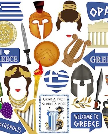 Greek Photo Booth Props, 29pcs Ancient Greek Party Decorations, Htabiol Ancient Greece Party Decorations, Greece Photo Booth Props, Fit for Mythology Theme Birthday Decor, Toga Themed Birthday Decor
