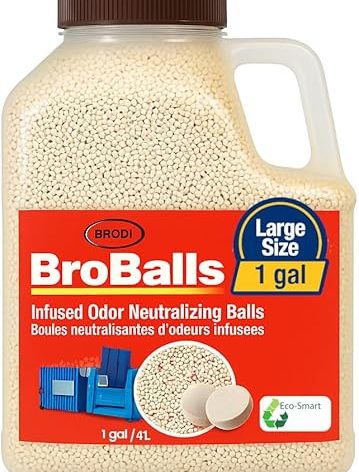 Broballs Dumpster Deodorizer, Triple Action Odor Eliminator, Long-Lasting Scent, Liquid Absorber, Non-Clumping, for Garbage Bins & Trash Storage Areas, Large 1 gal