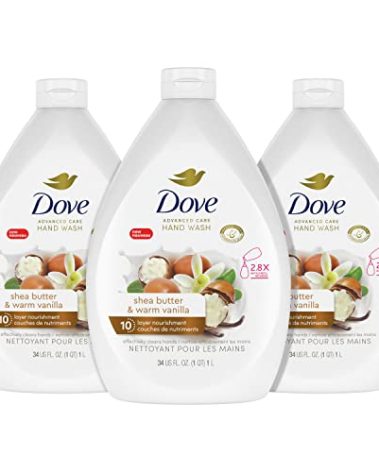 Dove Advanced Care Hand Wash Shea Butter & Warm Vanilla Pack of 3 For Soft, Smooth Skin, More Moisturizers Than The Leading Ordinary Hand Soap, 34 oz