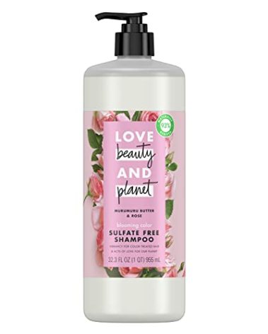 Love Beauty and Planet Blooming Color Sulfate-Free Shampoo Murumuru Butter & Rose, for Color Treated Hair Vegan, Paraben-free, Silicone-free, Cruelty-free 32.3 oz