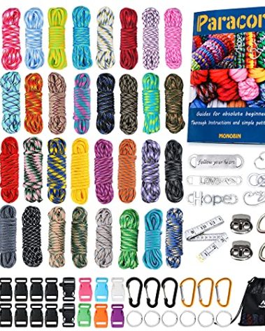 MONOBIN Paracord, 550 Paracord Combo Kit with Instruction Book - 36 Colors Multifunction Paracord Ropes and Complete Accessories for Making Paracord Bracelets, Lanyards, Dog Collars