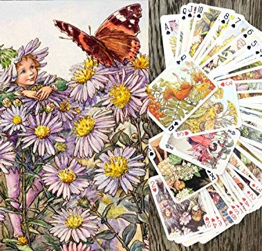 FLONZGIFT Flower Fairy Playing Cards (Poker Deck 55 Cards All Different) Vintage Children Book Illustration Flower Fairy Tales