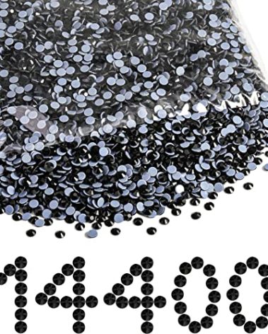 Beadsland Hotfix Rhinestones Bulk, 14400PCS Crystal Hot Fix Rhinestones for Crafts Clothes DIY Decoration, Black, SS20, 4.6-4.8mm