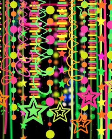 540feet Paper UV Neon Garland Neon Streamers Glow in The Dark Neon Party Supplies and Decorations Glow in The Dark Streamers Blacklight Reactive Fluorescent Black Light Party Kit for Birthday Wedding