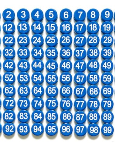 1-100 Magnetic Numbers, Magnets with Number for Dry Erase Boards, Round Number Refrigerator Magnets for Whiteboard in Home and Office (0.8" Diameter, Blue)