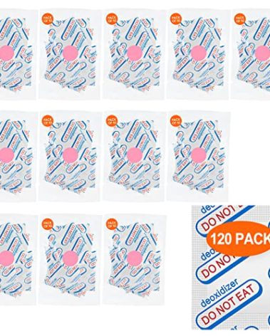 120 Packs 500CC Food Grade Oxygen Absorbers (10 Pack in Individual Vacuum Bag ) , Oxygen Absorbers For Long Term Food Storage with Oxygen Indicator , Works in Mylar Bags, Mason Jars, and Vacuum Bags