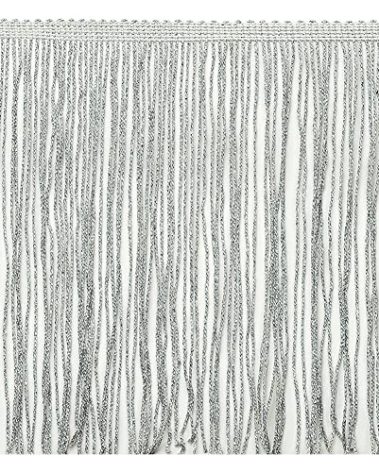 2 Yards Fringe TrimTassel 8 inch Wide for Clothes Accessories and Latin Wedding Dress and DIY Lamp Shade Decoration (3-Silver)