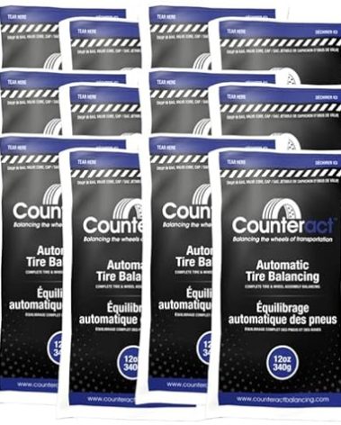 Counteract 12OZ-B12 Centrifugal Force Tire/Wheel Balancing Beads - Off-Road Vehicles, Light Duty Truck Tires, (12) 12oz Balance Bead Bags, (12) Valve Caps and Cores