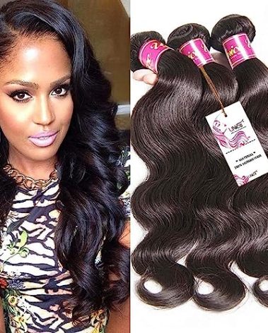 Unice Hair Brazilian Virgin Human Hair Weave Bundles 3pcs Body Wave Weft Extensions Natural Color 12 14 16 Inch