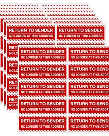 100PCS Return to Sender Not at This Address Stickers,Self Adhesive Labels Please Return to Sender Stickers for Small Buisness Envelope Mailbox Postal Service Cartons Shipping(3"x1",Red)