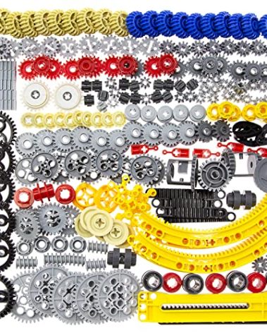Habow 233pcs Technic-Parts Technic-Gears Axle-Pin-Connector Compatible with mainbrands Technic-Parts Cam Worm Cogs Gears Steering Parts Differential Engine Kit. MOC Pieces for Replacement Pieces.