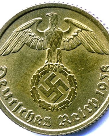 Penny Authentic Antique Nazi Germany 10 Reichspfennig Brass Swastika Coin