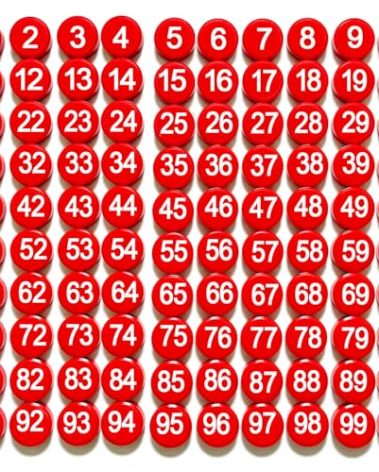 1-100 Magnetic Numbers, Magnets with Number for Dry Erase Boards, Round Number Refrigerator Magnets for Whiteboard in Home and Office (0.8" Diameter, Red)