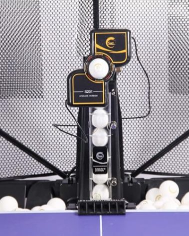 Suz Table Tennis Robot with Net Ping Pong Ball Machine S201 Automatic Machine for Training with 40mm+ Table Tennis Balls