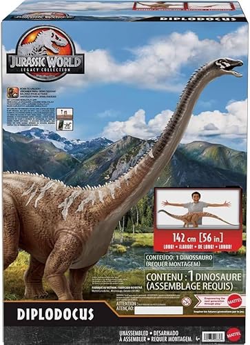 Jurassic World Legacy Collection Diplodocus Dinosaur Action Figure, 56 Inches Long