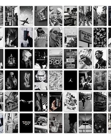 CodersParadise 54PCS Black White Aesthetic Wall Collage Kit - 4x6 Inch Chic Vintage Art Prints for Teen Girls & Boys, Dorm Photo Display, VSCO Posters, Bedroom Decoration