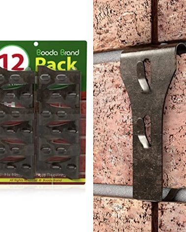Booda Brand Brick Hook Clips (12 PCS) for Hanging Outdoors, Brick Hangers Fit Standard Size Brick 2-1/4" to 2-3/8" in Height, Heavy-Duty Brick Siding Clips Wall Hangers for Hanging No Drill and Nails