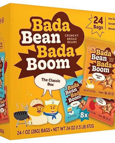 Bada Bean Bada Boom Plant-Based Protein, Gluten Free, Vegan, Crunchy Roasted Broad (Fava) Bean Snacks, 110 Calorie Packs, The Classic Box Variety Pack, 1 Ounce (Pack of 24)