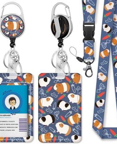 Hamster Lanyards for Id Badges, ID Badge Holder with Breakaway Lanyard, Guinea Pig Cute Badge Lanyard with Retractable Badge Reel Clip, Women Teacher Doctor Office