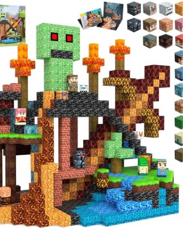 SSAWER Magnetic Blocks Toys for Kids, 100 PCS Building Blocks Cubes, Stacking Magnetic Tiles Toys for Kids Toddlers Boys Girls Ages 3 4 5 6 7 8-12 Birthday Gifts Party Supplies (Underworld)