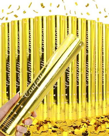 Gold Confetti Poppers - 12 Pack Golden Confetti Cannon for Wedding, Birthday, Graduation, Baby Shower, Anniversary, Christmas, New Year's