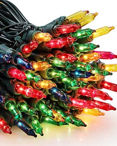 woohaha Multicolor Christmas Lights - 2 Pack 23Ft 100Count Incandescent Tree Lights with Green Wire, Plug-in Mini String Lights for Home, Party, Holiday, Indoor/Outdoor Decor