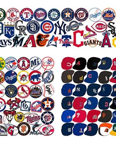 AcAliA 100 Pcs Sports Stickers,Baseball Stickers,Baseball Team Logo Stickers,Baseball Cap Stickers,Hydroflask Bottles Waterproof Vinyl Stickers(100L)