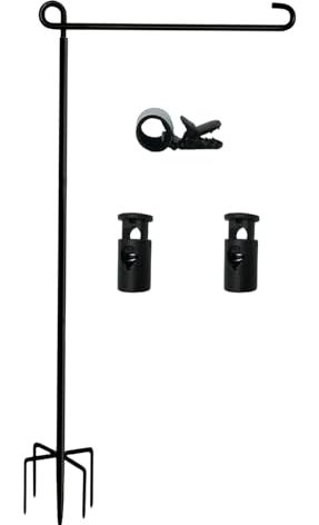Akeydeco Garden Flag Stand-Holder-Pole High 38.5 Inch with 5 Prong Base Stopper and Anti-Wind Clip for Small Garden Flags 12 x 18,Decorative Flags,Yard Flags,Seasonal Flags