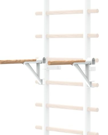DHT Double Bar Bracket, Swedish Ladder Dip Bar Exclusive Attachment, for Home, School, Physical Therapy and Gymnastics, White