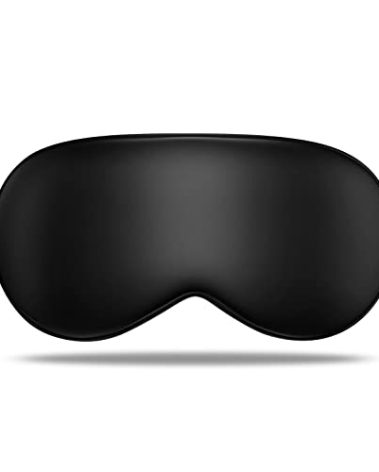 LULUSILK Mulberry Silk Sleep Eye Mask Blindfold with Adjustable Strap, Soft Eye Cover for Women Men Night Sleeping, Travel, Nap(Black)
