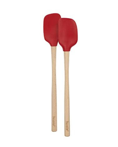 Tovolo Flex-Core Wood-Handled Mini Spatula & Spoonula, Kitchen Utensil | Heat-Resistant & BPA-Free | Safe for Cast Iron & Non-Stick Cookware, Small (Pack of 2)