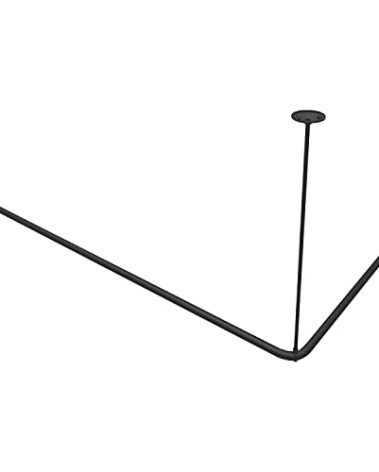 Naiture Stainless Steel 48'' x 36'' Corner Shower Curtain Rod with Ceiling Support, Black Finish