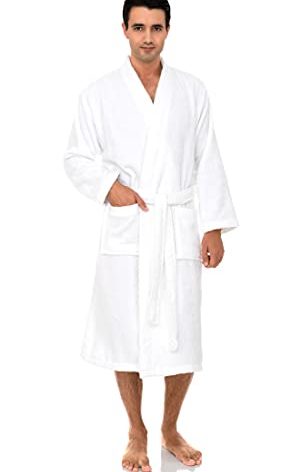 TowelSelections Mens Robe Cotton Luxury Bathrobe Soft Terry Cloth Towel Bath Robe for Men Large-X-Large White