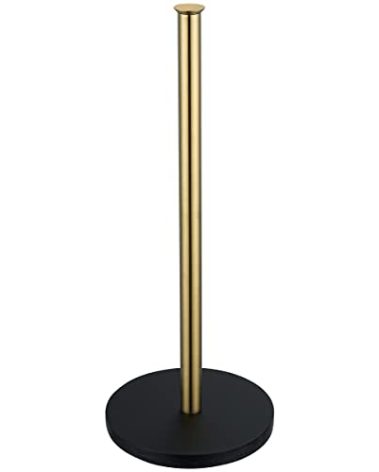 JQK Toilet Paper Storage Stand Gold, 304 Stainless Steel Thicken 0.8mm Tissue Reserve Holder Dispenser for Bathroom, Brushed Gold, TPS180-BG