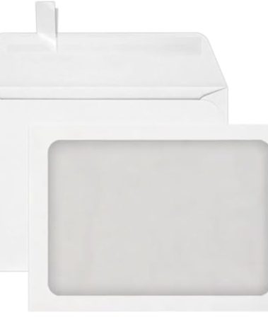 LUXPaper A7 Full Face Window Envelopes | Peel & Press | 5 1/4" x 7 1/4" | White | 70lb. Text | 50 Qty