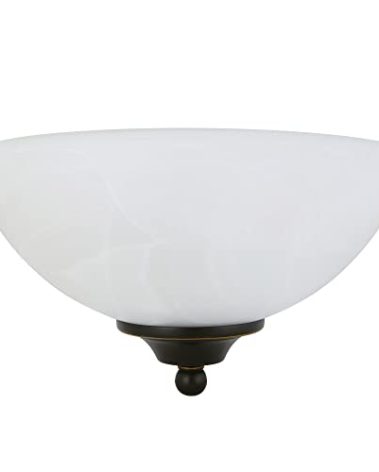 Design House Millbridge Wall Light Sconce, Dimmable, Steel Construction, Alabaster Glass, ETL-Certified, For Hallways/Bedrooms/Bathrooms, Oil-Rubbed Bronze, 5.0 in. L x 10.5 in. W x 6.0 in. H, 514554