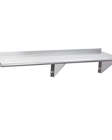 Profeeshaw NSF Stainless Steel Shelf 14” x 60”, 400 lb Commercial Shelves Wall Mounted Metal Shelving with Backsplash and 2 Brackets for Restaurant, Bar, Utility Room, Kitchen and Garage