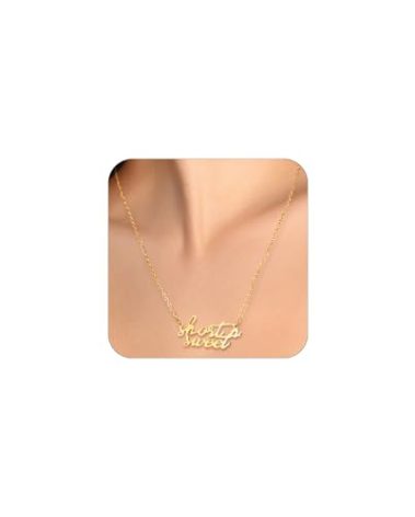 KYJAC Sabrina Short n Sweet Inspired Necklace 14K Gold Plated Necklace for Women Sabrina Album Merch Accessories Fans Costume Decorations