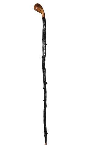 Imported Shillelagh Wooden Irish Walking Stick, Handcrafted 100% Blackthorn Wood Cane, Handles All Unique, Black High Gloss Lacquered, Made in Ireland 36"