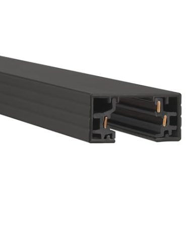 WAC Lighting H Track 2FT Single Circuit Field Cuttable 120V Track for H Style 3-Wire Track Fixtures with 2 Endcaps in Black