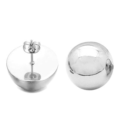 Stainless Steel Half Ball Round Dome Stud High Polished Earring for Women 10mm / 12mm / 14mm / 16mm / 18mm / 20mm / 24mm (Stainless Steel - Dome, 20.00, Millimeters)