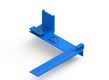 Kiwi Vision® Morgan Square Blue 8-inch: Single Motion Measuring & Marking, Centerline Mark, Tongue is 1 1/2, Pencil Holder, 1 1/2 Mark for Openings, Imperial and Metrics, Tape Measure Mount